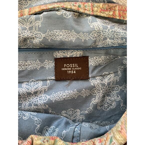 Vintage Y2K Fossil 1954 Paisley Floral Corduroy Crossbody Boho Purse Bag - Picture 10 of 13